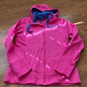 The North Face Hot Pink Zipup Jacket with Blue Lined hood